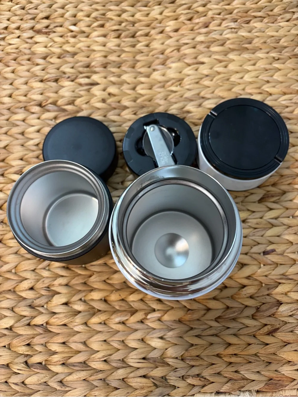Set of two food storage thermos containers